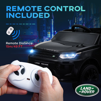 سيارة ركوب للأطفال من AIYAPLAY Land Rover Discovery Sport مرخصة بقوة 12 فولت مع جهاز تحكم عن بعد وأضواء وموسيقى وبوق، للأطفال من سن 3 إلى 6 سنوات، لون أسود