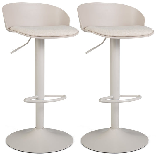 Set of 2 Adjustable Swivel Bar Stools in Beige