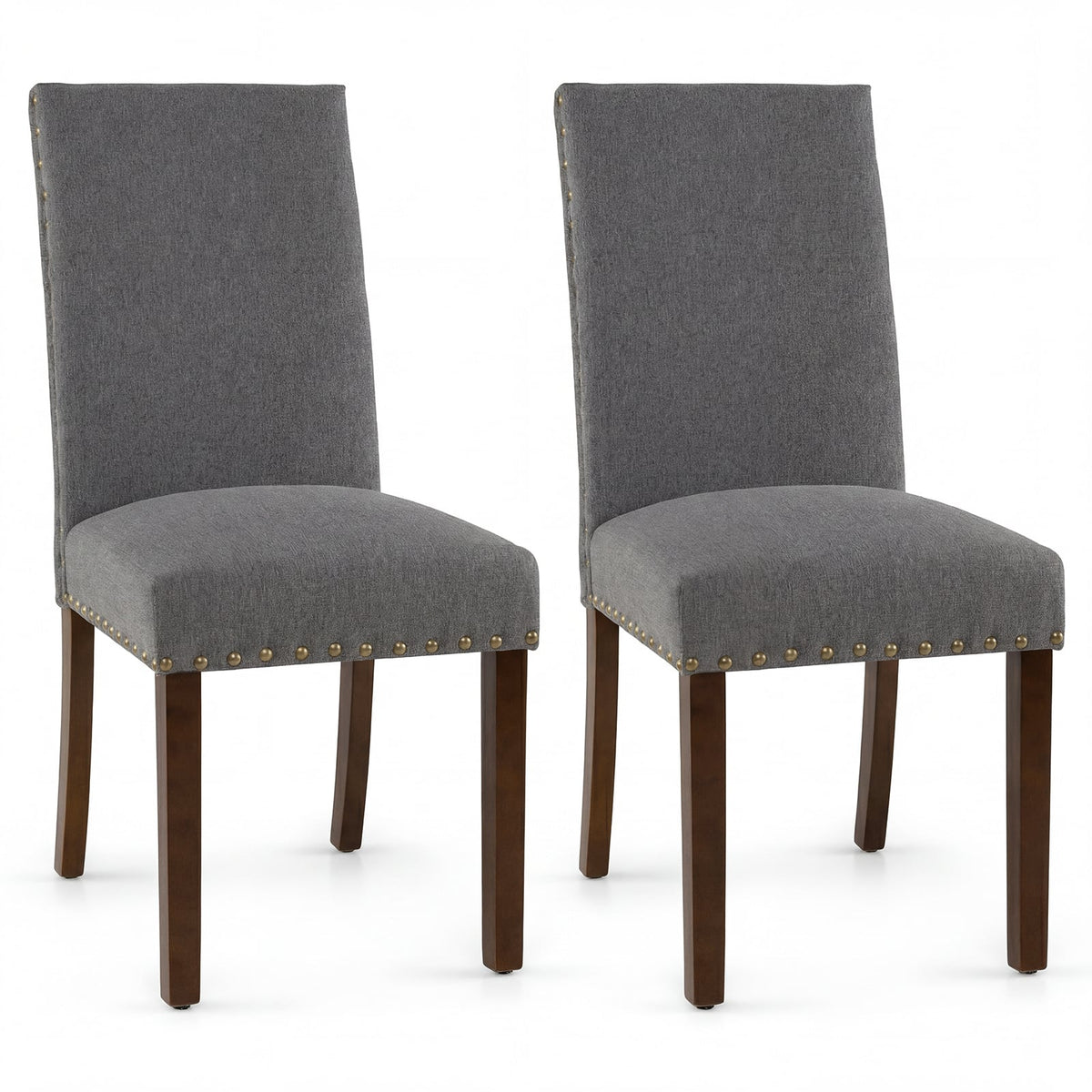 Set of 2 Dining Chairs with High Back in Grey