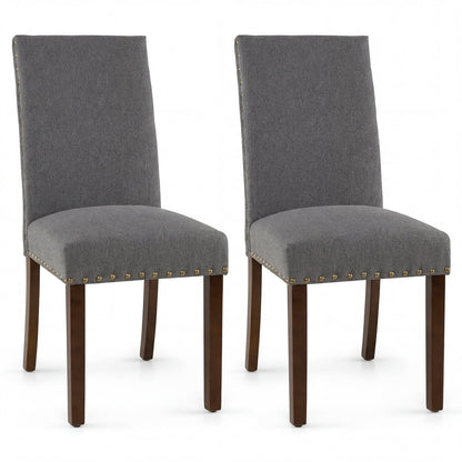 Set of 2 Dining Chairs with High Back in Grey