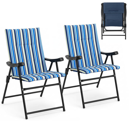 Set of 2 Foldable Beach Chairs in Blue