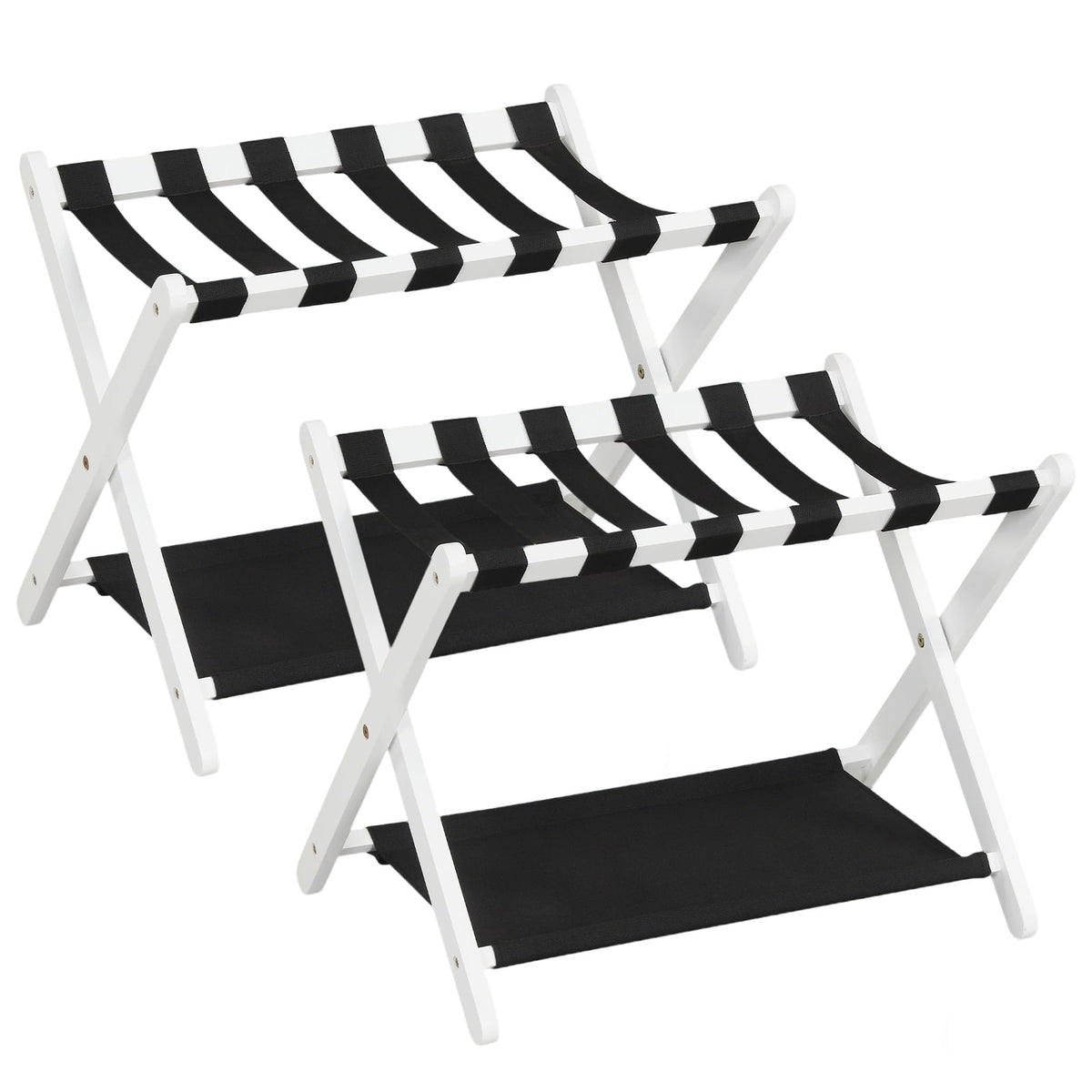 Set of 2 Folding Luggage Rack in White