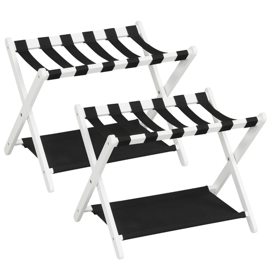 Set of 2 Folding Luggage Rack in White