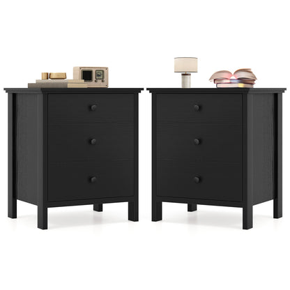Set of 2 Nightstand in Black