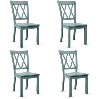 Set of 4 Armless Wood Dining Chairs with Ergonomic Fluted Seat