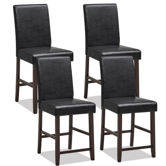 Set of 4 Counter Height Bar Stools with Rubber Wood Legs and Ergonomic
