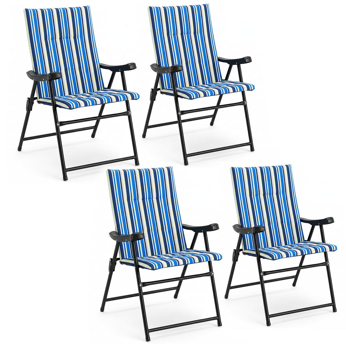 Set of 4 Foldable Beach Chairs in Blue