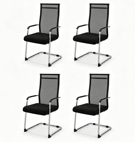 Set of 4 Office Guest Chairs in Black