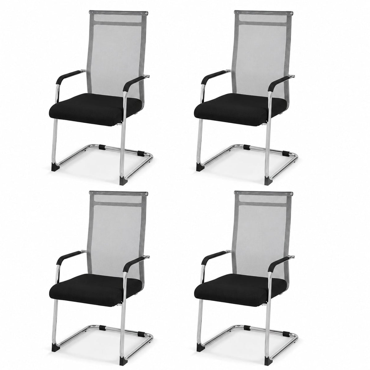 Set of 4 Office Guest Chairs in Grey