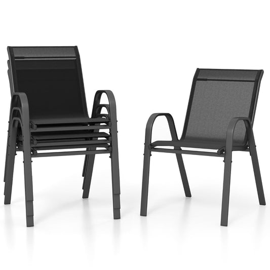 Set of 4 Patio Chairs in Black