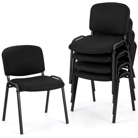 Set of 5 Stackable Reception Guest Chairs in Black