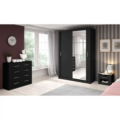 Zakhar 2 Door Sliding Wardrobe 120cm - Black, White, Grey or Oak