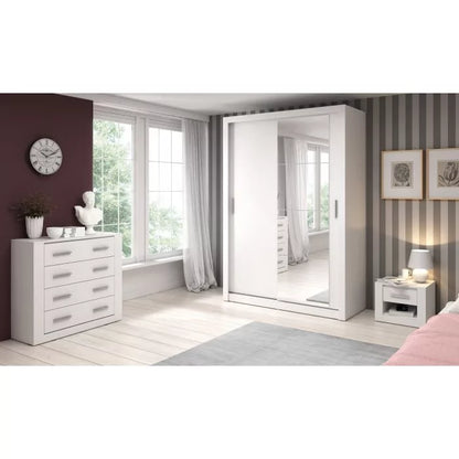 Zakhar 2 Door Sliding Wardrobe 120cm - Black, White, Grey or Oak