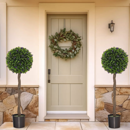 115 CM Artificial Boxwood Topiary Tree Set of 2 Fake Lavender Ball Plant-Green
