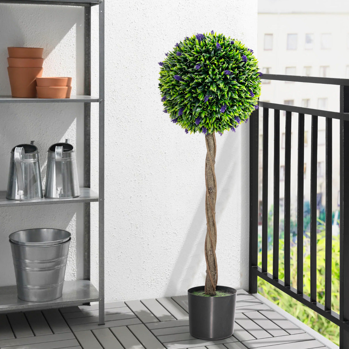 115 CM Artificial Boxwood Topiary Tree Set of 2 Fake Lavender Ball Plant-Green