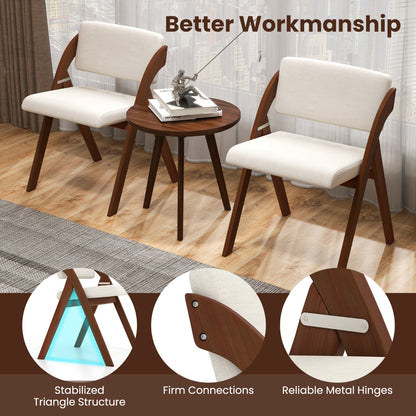 Set of 2 Dining Chairs Folding Kitchen Chair with Rubber Wood Legs-Walnut
