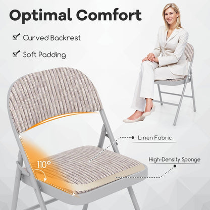 Set of 2 Folding Padded Party PVC Leather Stackable Chairs-Beige