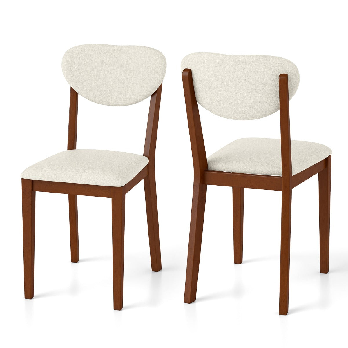 Set of 2 Sherpa Dining Chairs with Rubber Wood Legs-Walnut