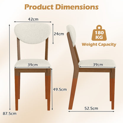 Set of 2 Sherpa Dining Chairs with Rubber Wood Legs-Walnut
