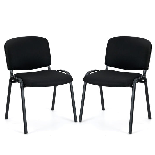 Set of 2 Waiting Room Chairs Stackable Reception Guest Chairs-Black