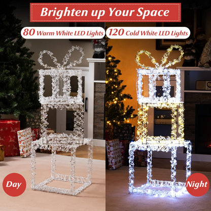 Set of 3 Pre-Lit Christmas Present Box Lights with LED Lights