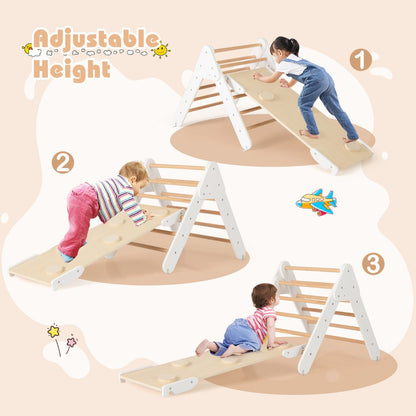 Set of 3 Wood Triangle Climbing Toys for Toddlers-White
