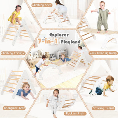 Set of 3 Wood Triangle Climbing Toys for Toddlers-White