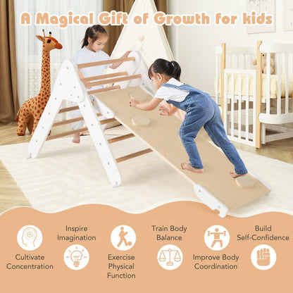 Set of 3 Wood Triangle Climbing Toys for Toddlers-White