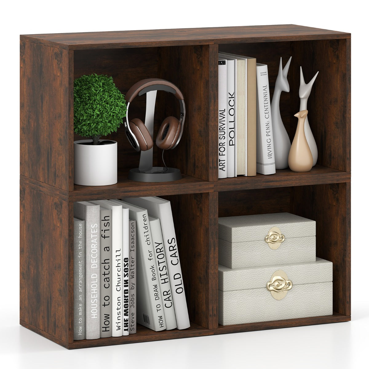 Set of 4 Cube Storage Organizers for Small Space-Brown