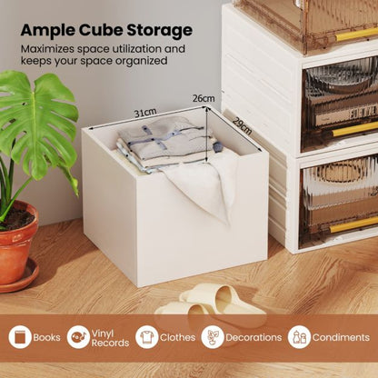 Set of 4 Cube Storage Organizers for Small Space-White