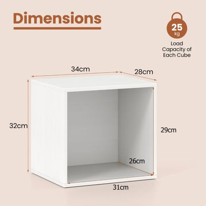 Set of 4 Cube Storage Organizers for Small Space-White