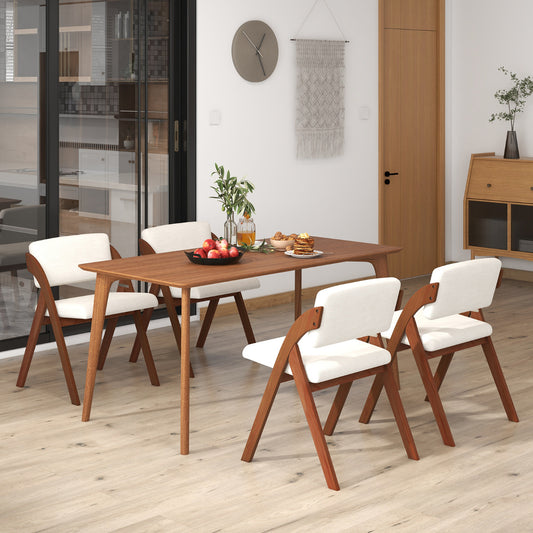 Set of 4 Dining Chairs Folding Kitchen Chair with Rubber Wood Legs-Walnut