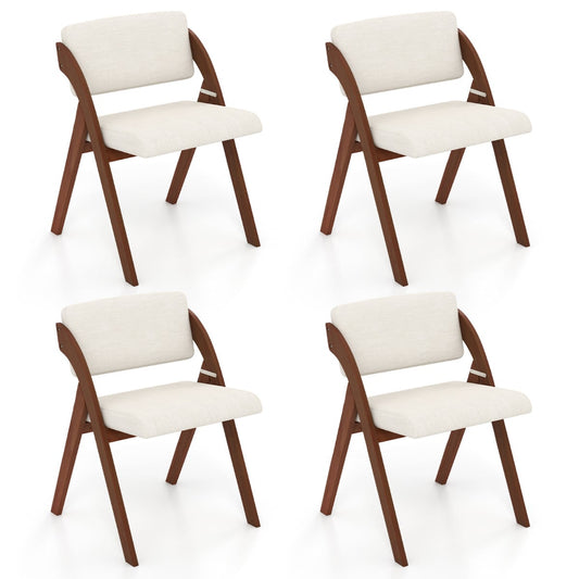 Set of 4 Dining Chairs Folding Kitchen Chair with Rubber Wood Legs-Walnut