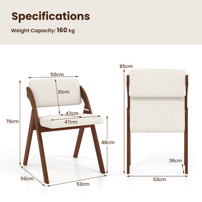 Set of 4 Dining Chairs Folding Kitchen Chair with Rubber Wood Legs-Walnut