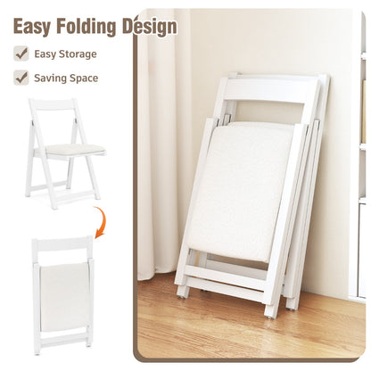 Set of 4 Foldable Dining Chair with Padded Seat and Curved Backrest-White