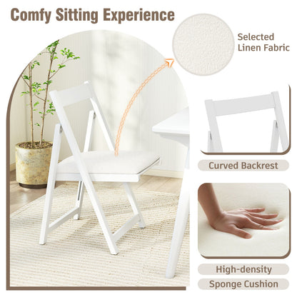 Set of 4 Foldable Dining Chair with Padded Seat and Curved Backrest-White