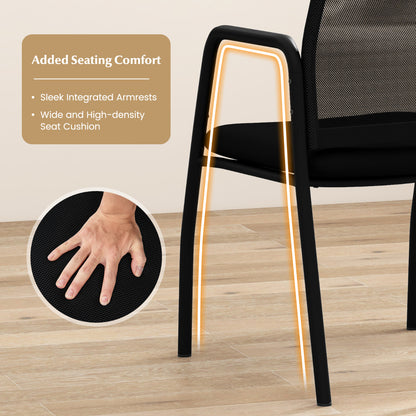 Set of 4 Office Guest Chairs with Ergonomic Mesh Backrest and Cushioned Seat-Black