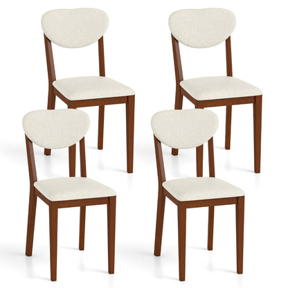 Set of 4 Sherpa Dining Chairs with Rubber Wood Legs-Walnut