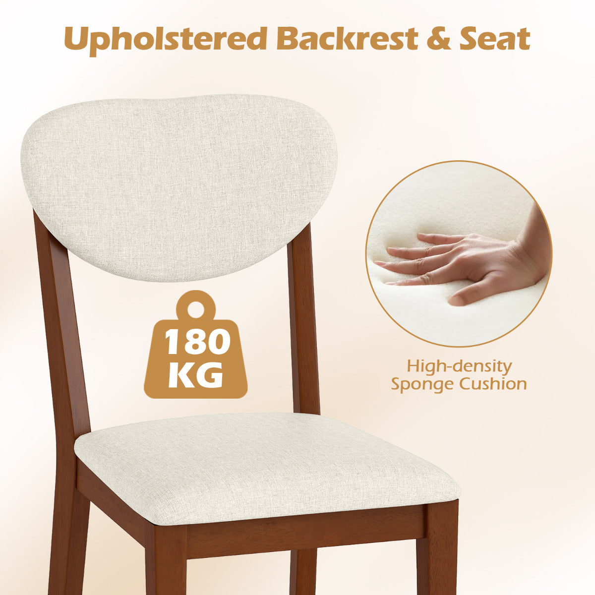 Set of 4 Sherpa Dining Chairs with Rubber Wood Legs-Walnut