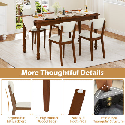 Set of 4 Sherpa Dining Chairs with Rubber Wood Legs-Walnut