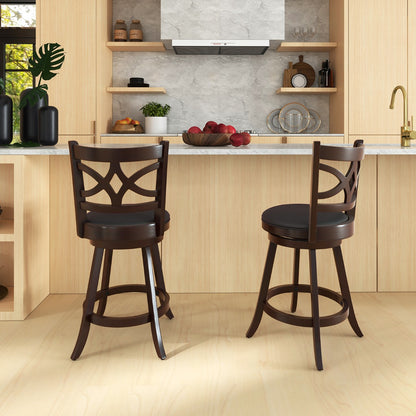 61/74 cm Set of 4 Swivel Counter Height Bar Stools with Backrest and Footrest-61 cm