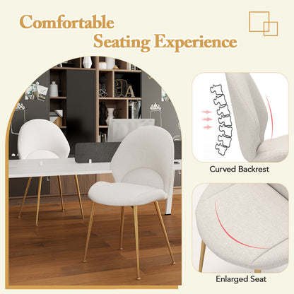 Set of 4 Upholstered Accent Chairs with Curved Backrest Adjustable Foot Pads-Grey