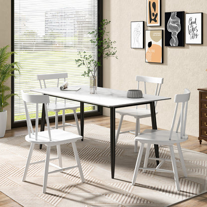 Set of 4 Windsor Chairs with Solid Rubber Wood Frame