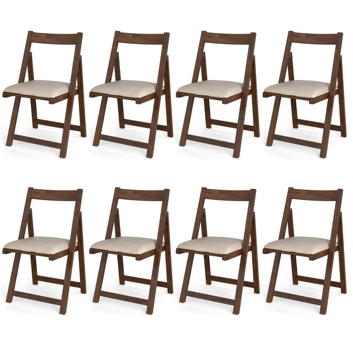 Set of 8 Foldable Dining Chair with Padded Seat and Curved Backrest