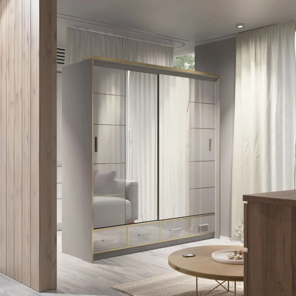 Andromeda 203cm Sliding Door Wardrobe - Black