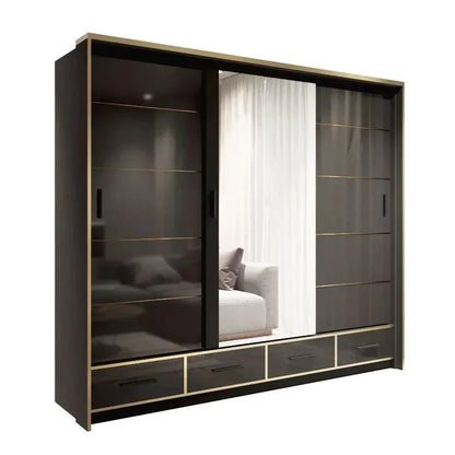 Andromeda 253cm Large Sliding Door Wardrobe - Grey