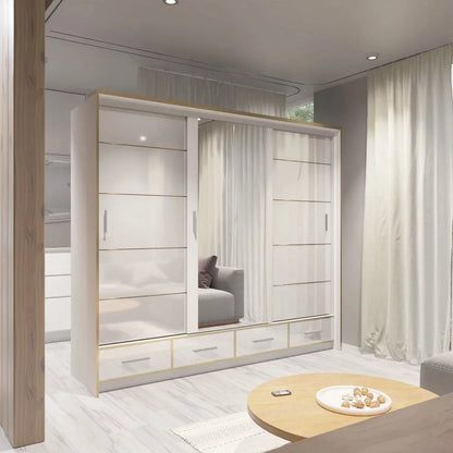 Andromeda 253cm Large Sliding Door Wardrobe - White