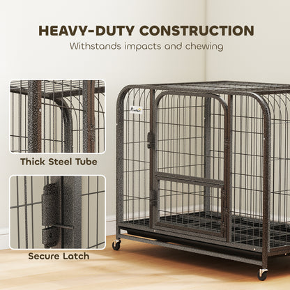 PawHut Heavy Duty Dog Crate,93 x 58 x 76 cm, Large Dog Cage for Small to Medium Breeds