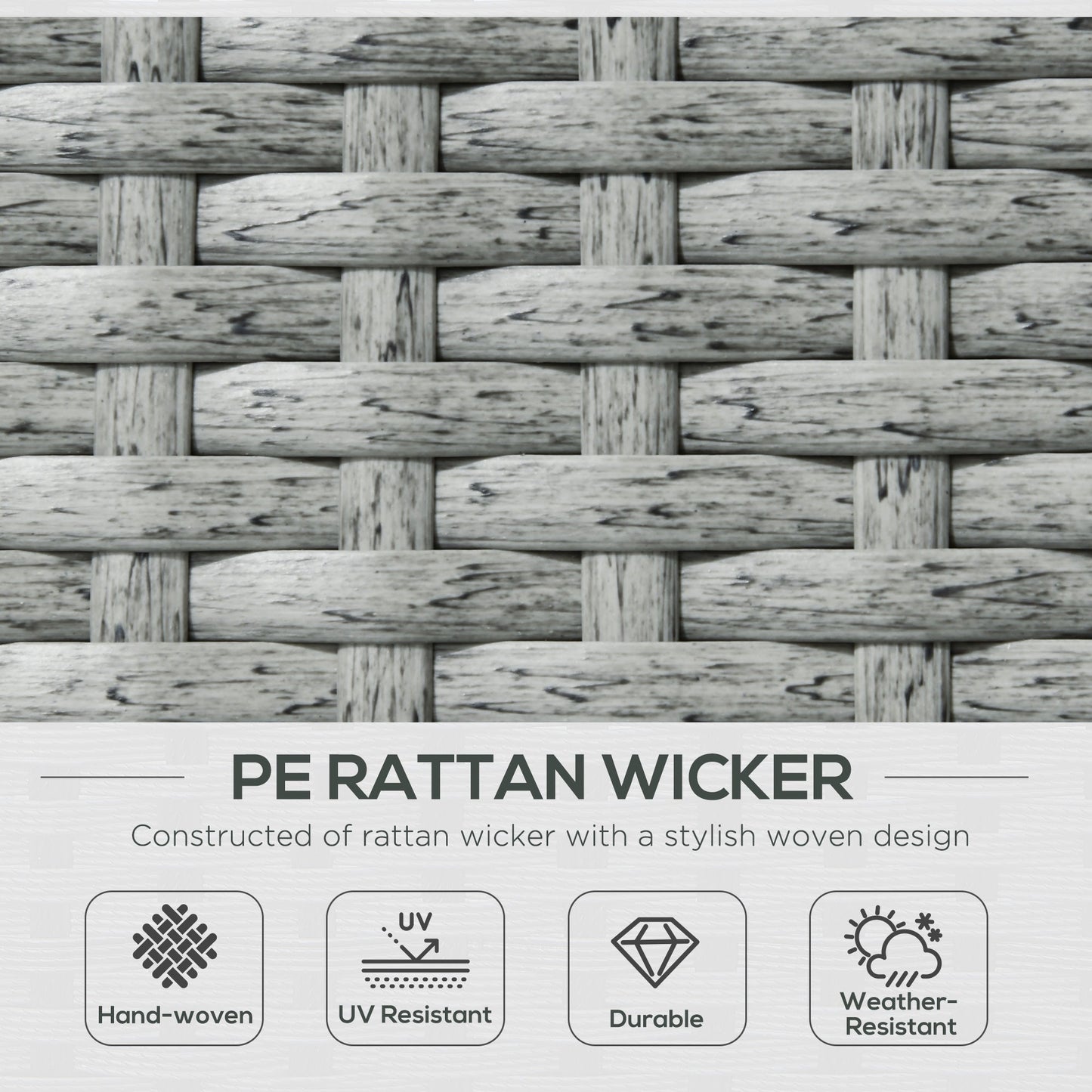 Outsunny 5PC PE Rattan Leżak, Zewnętrzna wiklina 5-poziomowa Regulowana Sofa Rozkładana z Bocznym Stolikiem i Podnóżkami, Na Patio, Do Ogrodu, Przy Basenie, Beżowy