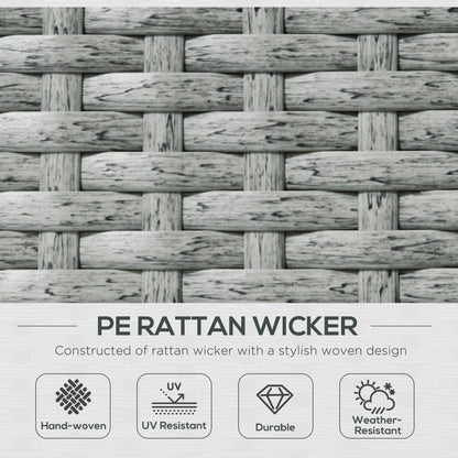 Outsunny 5PC PE Rattan Leżak, Zewnętrzna wiklina 5-poziomowa Regulowana Sofa Rozkładana z Bocznym Stolikiem i Podnóżkami, Na Patio, Do Ogrodu, Przy Basenie, Beżowy